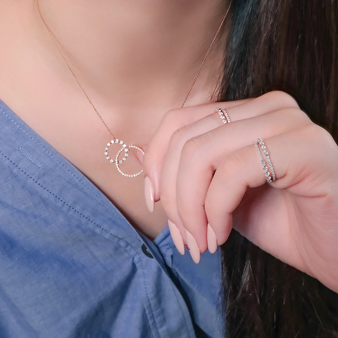 Double halo diamond necklace